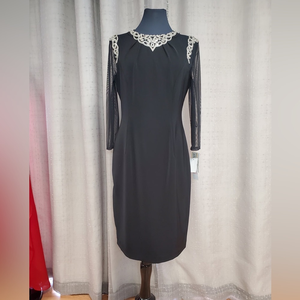 Black midi length dress